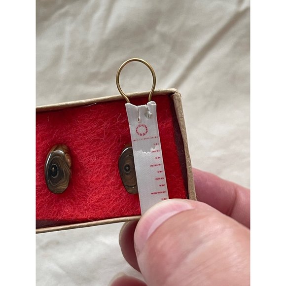 Vintage Monet Brown Wood Earrings - Picture 10 of 11